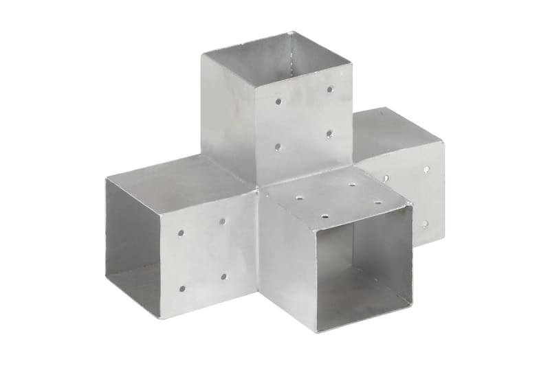 stolpebeslag X-form 4 stk. 101x101 mm galvaniseret metal - Sølv - Hus & renovering - Indsynsbeskyttelse & indhegning - Stakit