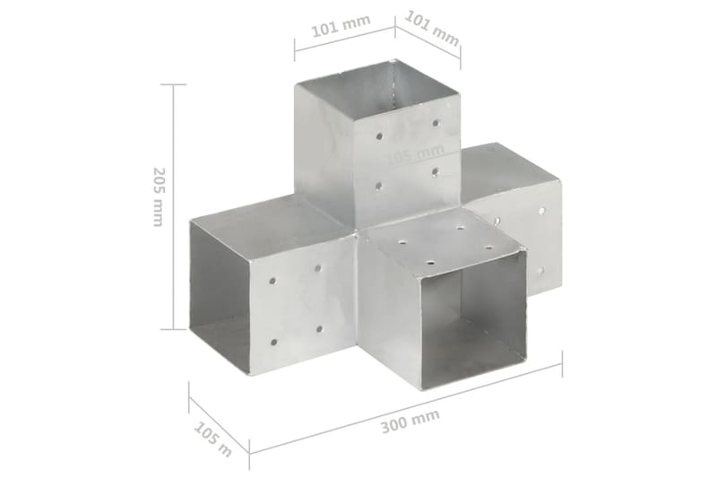 stolpebeslag X-form 4 stk. 101x101 mm galvaniseret metal - Sølv - Hus & renovering - Indsynsbeskyttelse & indhegning - Stakit