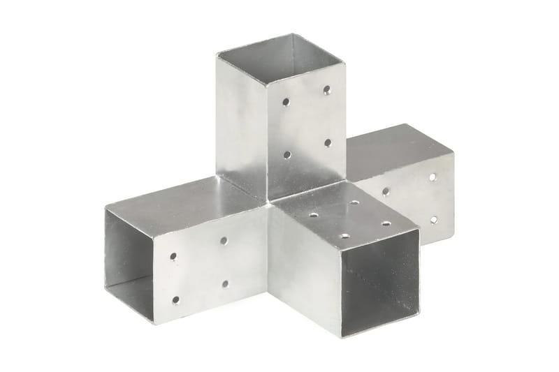 stolpebeslag X-form 4 stk. 71x71 mm galvaniseret metal - Sølv - Hus & renovering - Indsynsbeskyttelse & indhegning - Stakit
