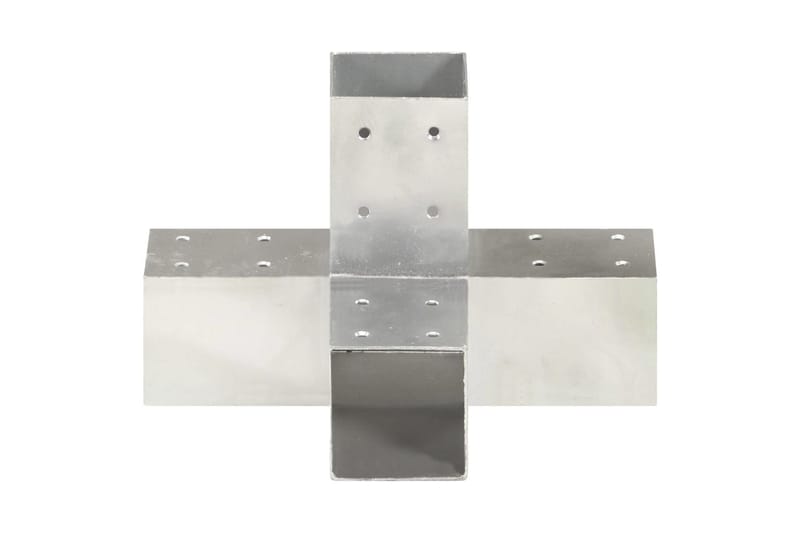 stolpebeslag X-form 4 stk. 71x71 mm galvaniseret metal - Sølv - Stakitstolper