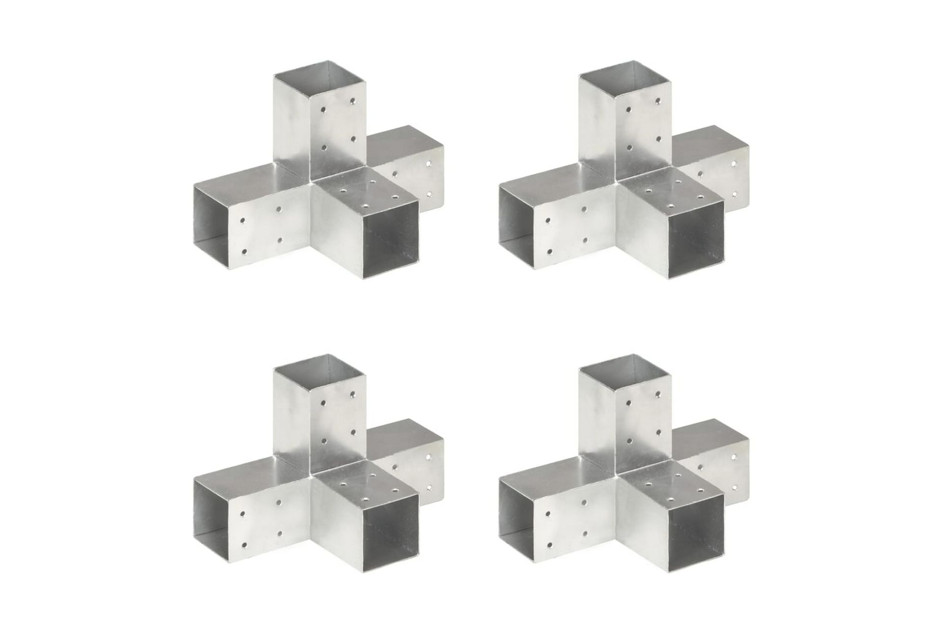 stolpebeslag X-form 4 stk. 71x71 mm galvaniseret metal - Sølv - Hus & renovering - Indsynsbeskyttelse & indhegning - Stakit