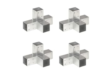 stolpebeslag X-form 4 stk. 71x71 mm galvaniseret metal - Sølv - Hus & renovering - Indsynsbeskyttelse & indhegning - Stakit