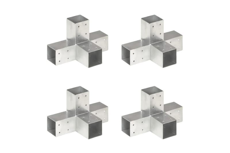 stolpebeslag X-form 4 stk. 71x71 mm galvaniseret metal - Sølv - Hus & renovering - Indsynsbeskyttelse & indhegning - Stakit