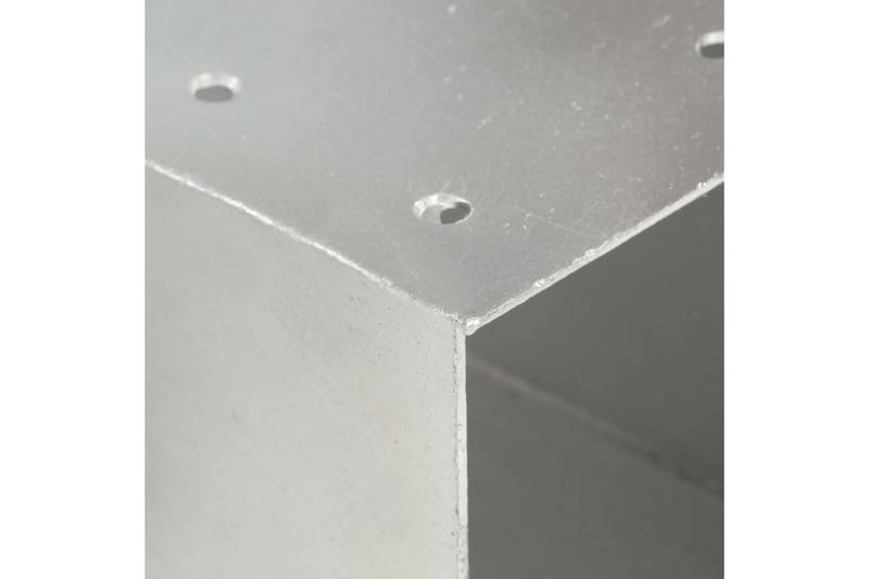 stolpebeslag X-form 4 stk. 71x71 mm galvaniseret metal - Sølv - Stakitstolper