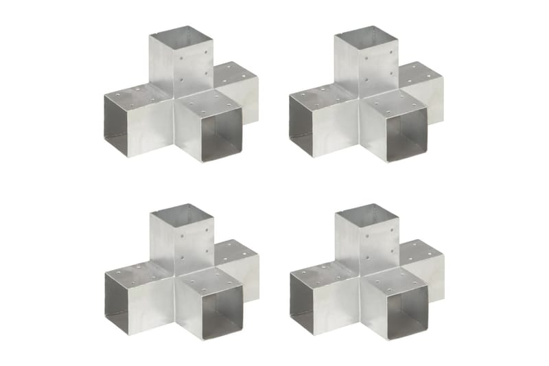 stolpebeslag X-form 4 stk. 91x91 mm galvaniseret metal - Sølv - Hus & renovering - Indsynsbeskyttelse & indhegning - Stakit