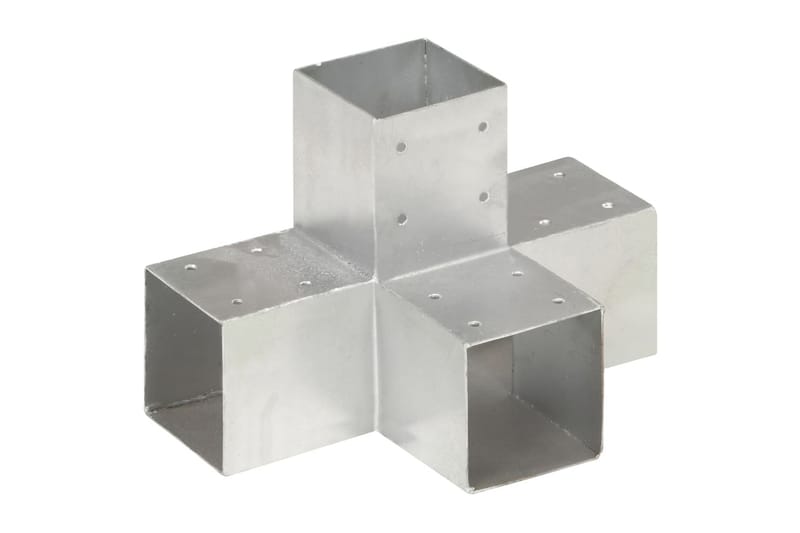 stolpebeslag X-form 4 stk. 91x91 mm galvaniseret metal - Sølv - Hus & renovering - Indsynsbeskyttelse & indhegning - Stakit