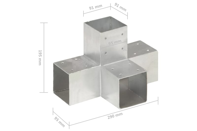stolpebeslag X-form 91x91 mm galvaniseret metal - Sølv - Hus & renovering - Indsynsbeskyttelse & indhegning - Stakit