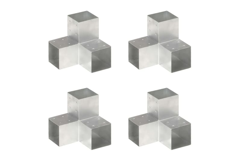 stolpebeslag Y-form 4 stk. 101x101 mm galvaniseret metal - Sølv - Hus & renovering - Indsynsbeskyttelse & indhegning - Stakit