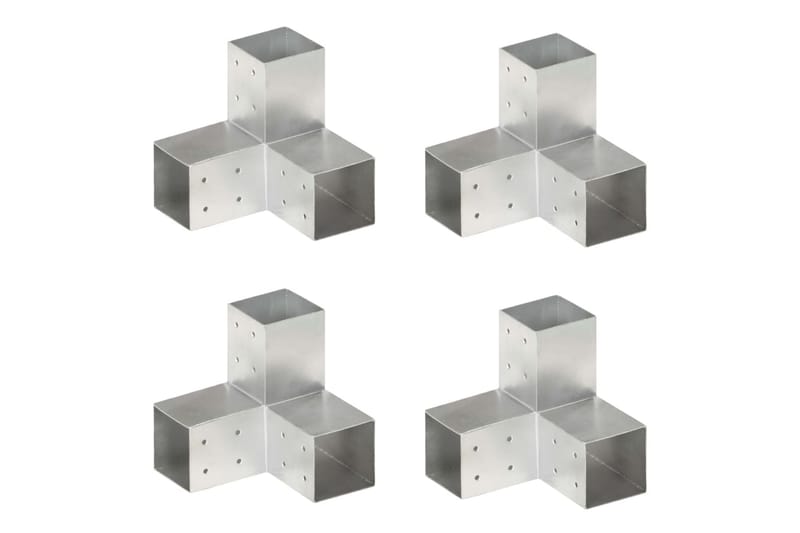 stolpebeslag Y-form 4 stk. 81x81 mm galvaniseret metal - Sølv - Hus & renovering - Indsynsbeskyttelse & indhegning - Stakit