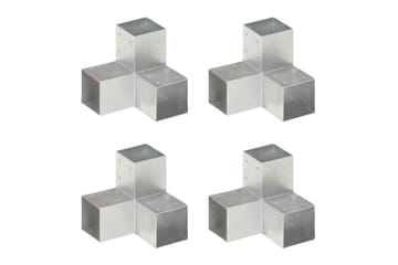 stolpebeslag Y-form 4 stk. 91x91 mm galvaniseret metal - Sølv - Hus & renovering - Indsynsbeskyttelse & indhegning - Stakit