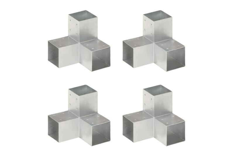 stolpebeslag Y-form 4 stk. 91x91 mm galvaniseret metal - Sølv - Hus & renovering - Indsynsbeskyttelse & indhegning - Stakit