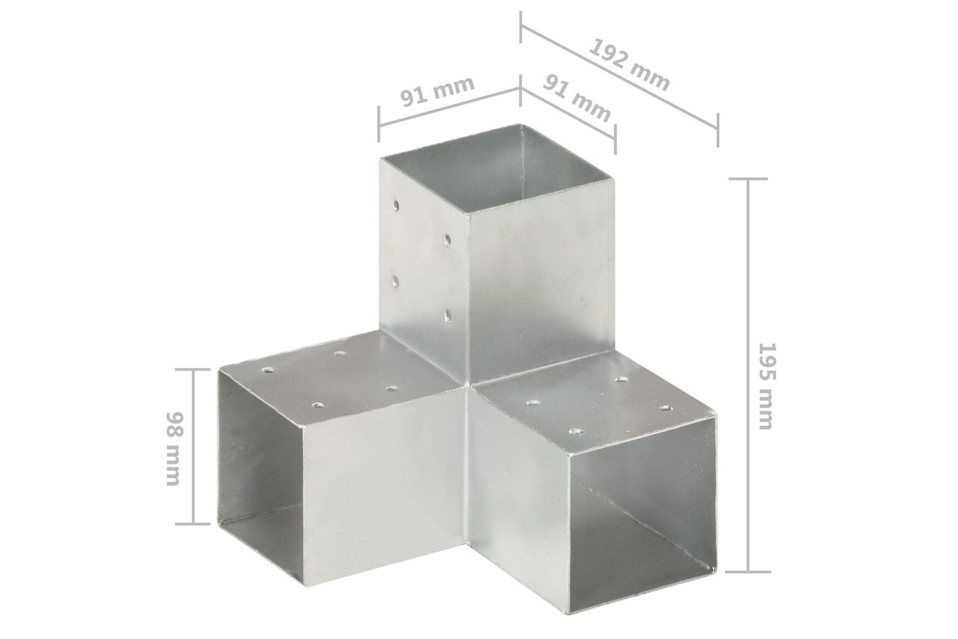 stolpebeslag Y-form 4 stk. 91x91 mm galvaniseret metal - Sølv - Hus & renovering - Indsynsbeskyttelse & indhegning - Stakit