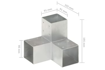 stolpebeslag Y-form 4 stk. 91x91 mm galvaniseret metal - Sølv - Hus & renovering - Indsynsbeskyttelse & indhegning - Stakit