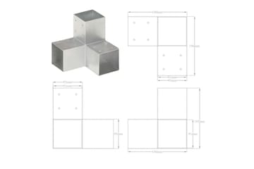 stolpebeslag Y-form 4 stk. 91x91 mm galvaniseret metal - Sølv - Hus & renovering - Indsynsbeskyttelse & indhegning - Stakit