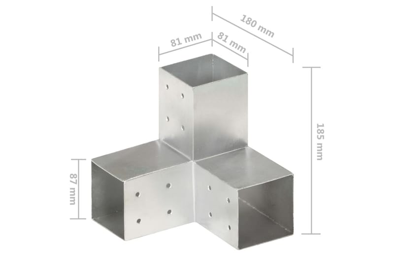 stolpebeslag Y-form 81x81 mm galvaniseret metal - Sølv - Hus & renovering - Indsynsbeskyttelse & indhegning - Stakit