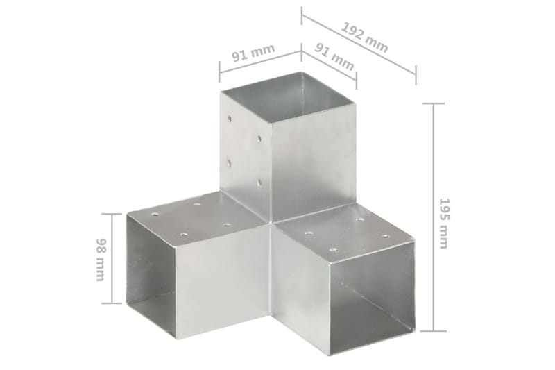 stolpebeslag Y-form 91x91 mm galvaniseret metal - Sølv - Hus & renovering - Indsynsbeskyttelse & indhegning - Stakit