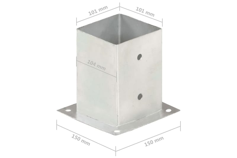 stolpefod 4 stk. 101 mm galvaniseret metal - Sølv - Hus & renovering - Indsynsbeskyttelse & indhegning - Stakit