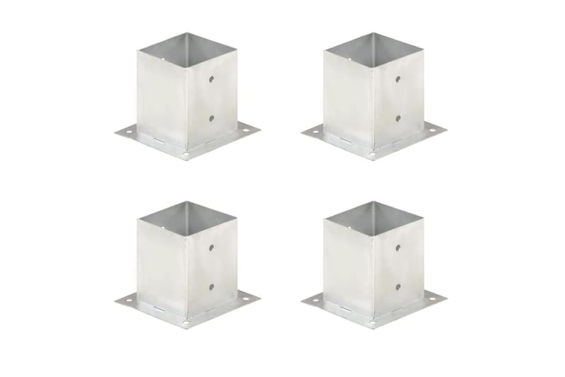 stolpefod 4 stk. 121 mm galvaniseret metal - Sølv - Hus & renovering - Indsynsbeskyttelse & indhegning - Stakit