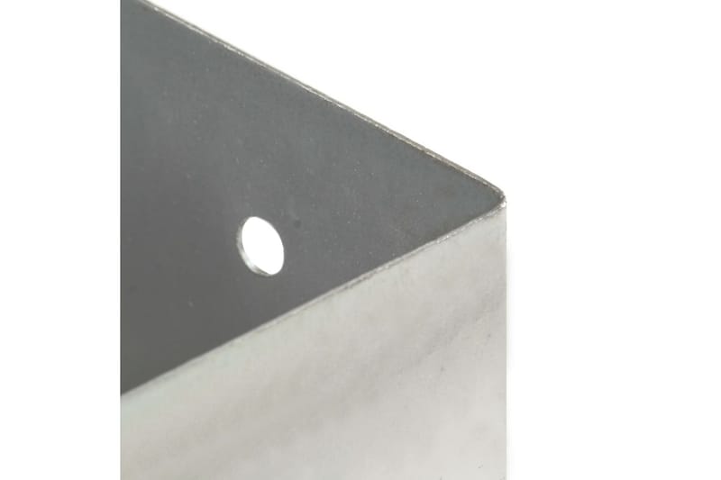 stolpefod 4 stk. 121 mm galvaniseret metal - Sølv - Stakitstolper