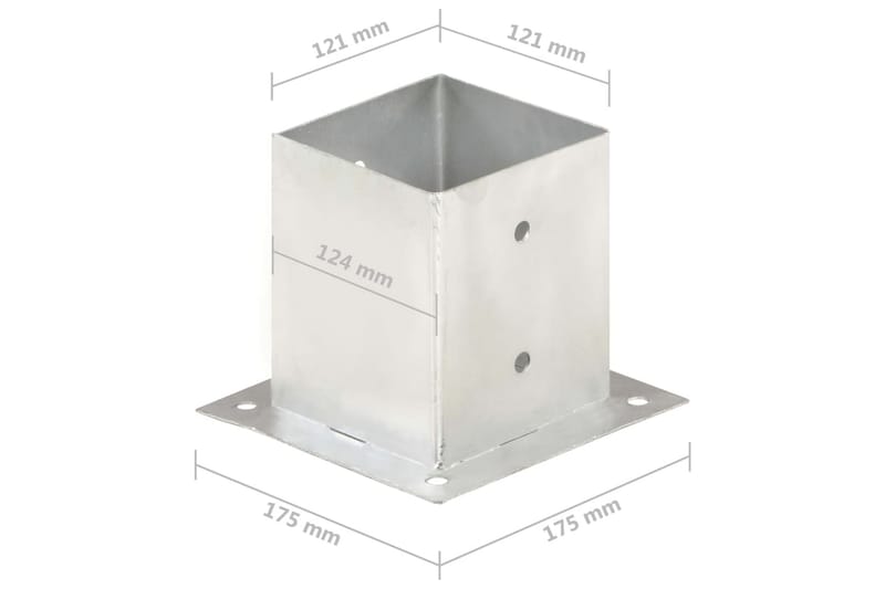 stolpefod 4 stk. 121 mm galvaniseret metal - Sølv - Hus & renovering - Indsynsbeskyttelse & indhegning - Stakit