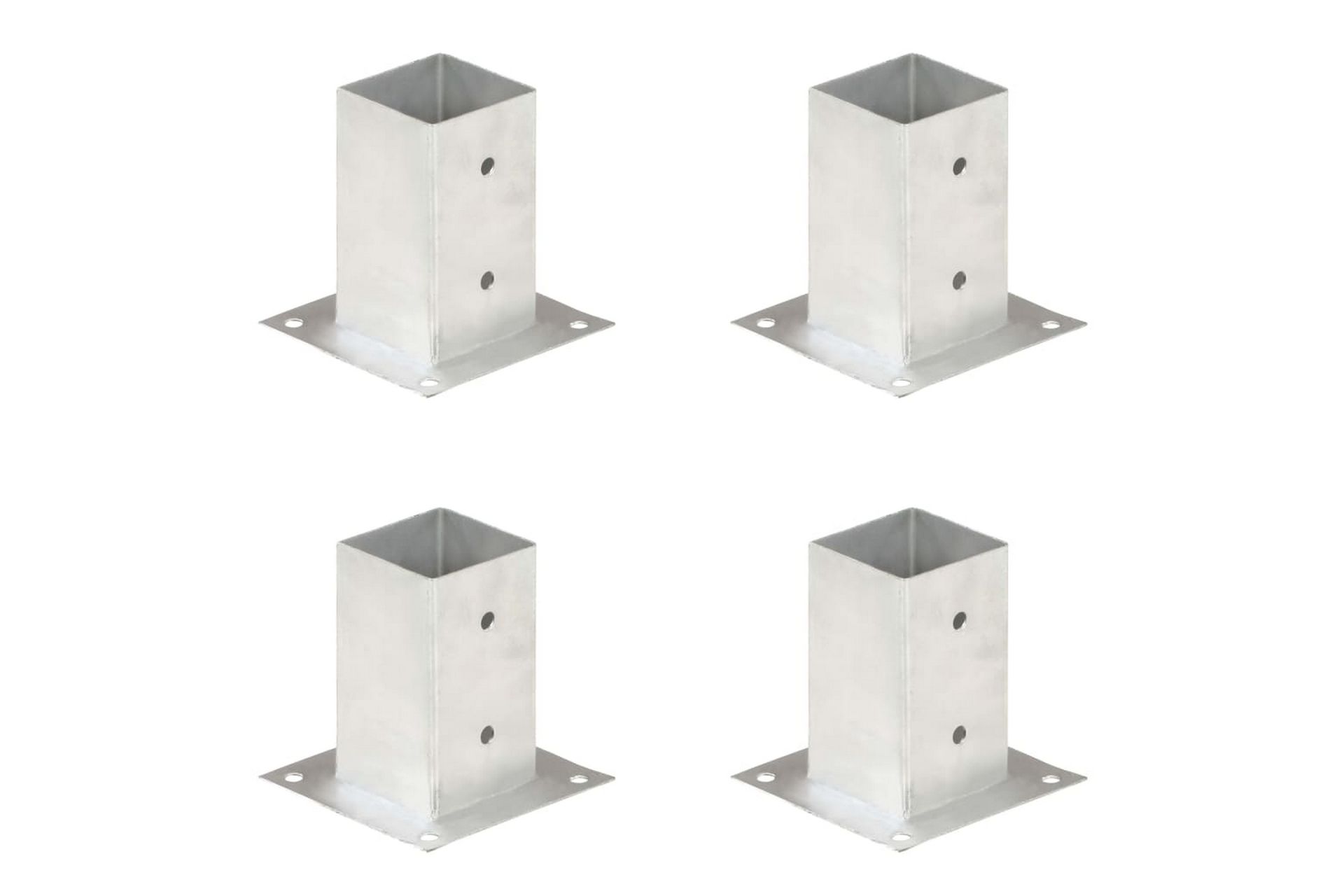 stolpefod 4 stk. 81 mm galvaniseret metal - Sølv - Hus & renovering - Indsynsbeskyttelse & indhegning - Stakit