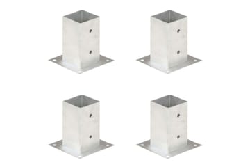 stolpefod 4 stk. 81 mm galvaniseret metal - Sølv - Hus & renovering - Indsynsbeskyttelse & indhegning - Stakit