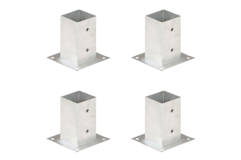 stolpefod 4 stk. 81 mm galvaniseret metal - Sølv - Hus & renovering - Indsynsbeskyttelse & indhegning - Stakit