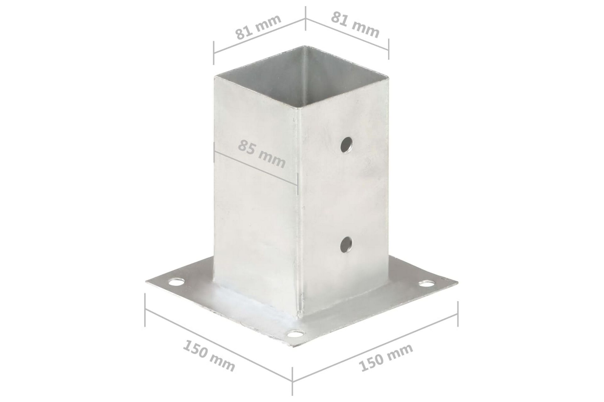 stolpefod 4 stk. 81 mm galvaniseret metal - Sølv - Hus & renovering - Indsynsbeskyttelse & indhegning - Stakit