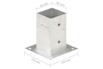 stolpefod 4 stk. 81 mm galvaniseret metal - Sølv - Hus & renovering - Indsynsbeskyttelse & indhegning - Stakit