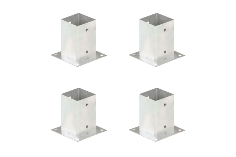 stolpefod 4 stk. 91 mm galvaniseret metal - Sølv - Hus & renovering - Indsynsbeskyttelse & indhegning - Stakit