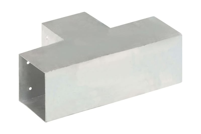 stolpebeslag T-form 4 stk. 101x101 mm galvaniseret metal - Sølv - Stakitstolper