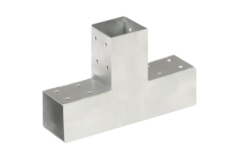 stolpebeslag T-form 71x71 mm galvaniseret metal - Sølv - Stakitstolper