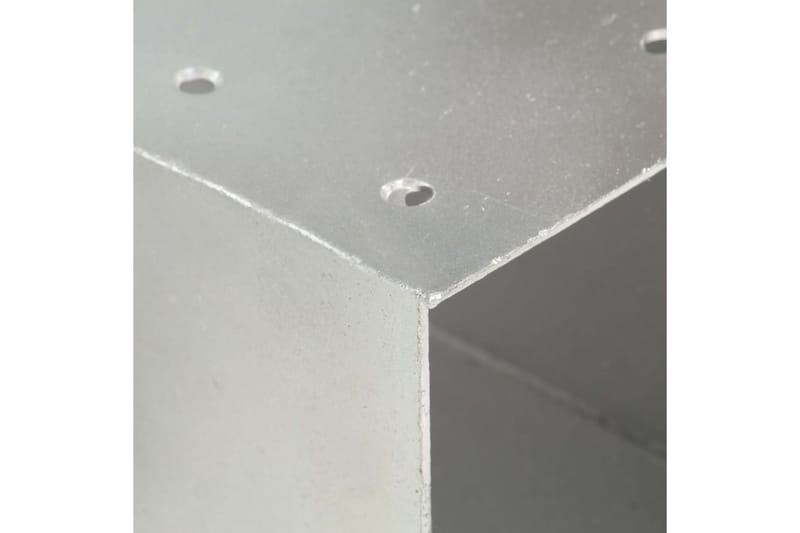 stolpebeslag Y-form 4 stk. 91x91 mm galvaniseret metal - Sølv - Stakitstolper