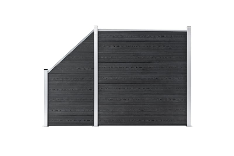 Hegnssæt 1 Firkantet + 1 Skrå 273x186 cm Wpc Grå - Grå - Hus & renovering - Indsynsbeskyttelse & indhegning - Stakit