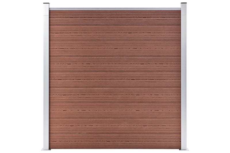 hegnssæt 10 firkantede + 1 skrå 1830 x 186 WPC brun - Brun - Træstakit