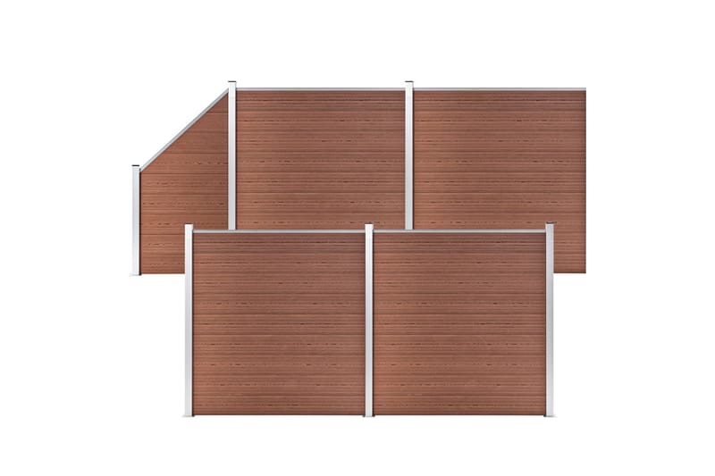 hegnssæt 4 firkantede + 1 skrå 792 x 186 WPC brun - Brun - Træstakit
