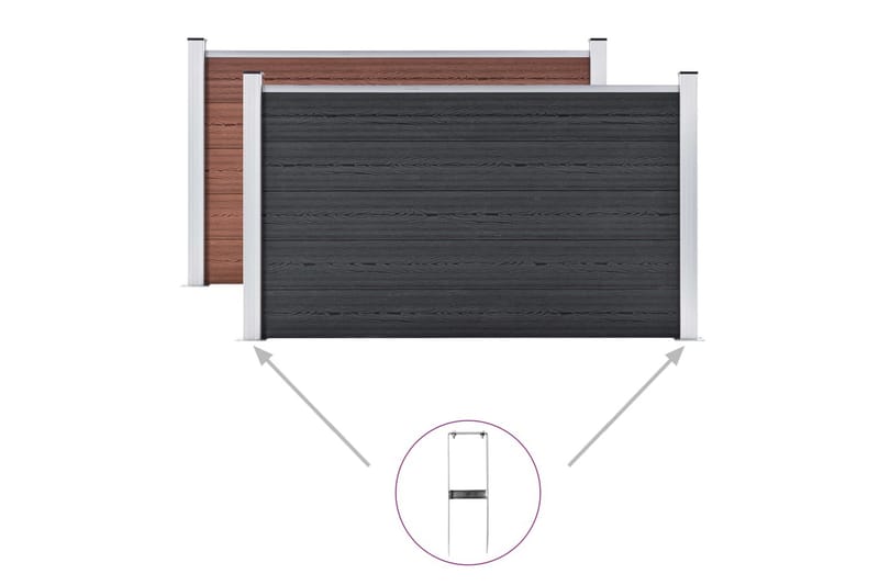 jordspyd til WPC-hegn 2 stk. 40 cm stål - Hus & renovering - Indsynsbeskyttelse & indhegning - Stakit