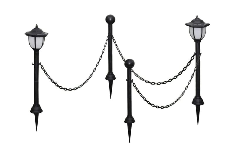 Solcellelamper 4 Stk. med Kædehegn Og Stolper - Grå - Hus & renovering - Indsynsbeskyttelse & indhegning - Stakit