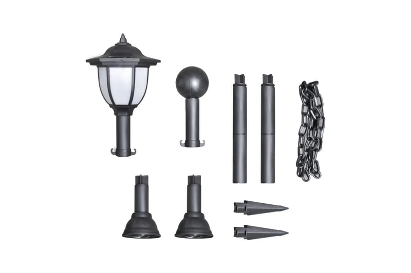Solcellelamper 4 Stk. med Kædehegn Og Stolper - Grå - Hus & renovering - Indsynsbeskyttelse & indhegning - Stakit