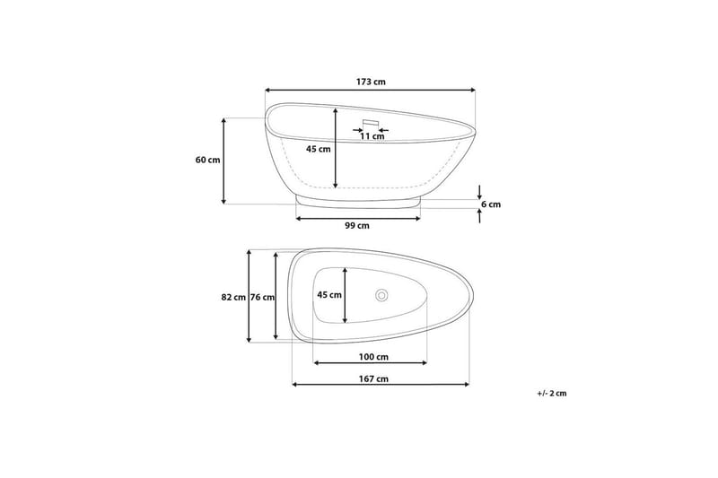 Fritstående badekar 170 x 80 cm mat sort GUIANA - Sort - Hus & renovering - Køkken & bad - Badeværelse - Badekar - Fritstående badekar