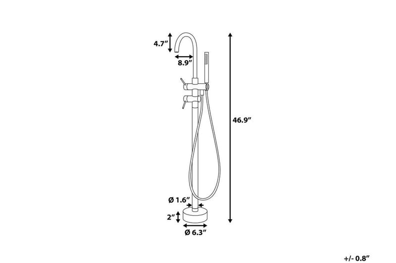 Tugela badekar-mixer 22,5 cm - Kobber - Hus & renovering - Køkken & bad - Badeværelse - Badekar