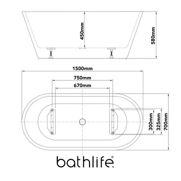 Balans Siddebadekar 150 cm - Hvid - Hus & renovering - Køkken & bad - Badeværelse - Badekar - Fritstående badekar
