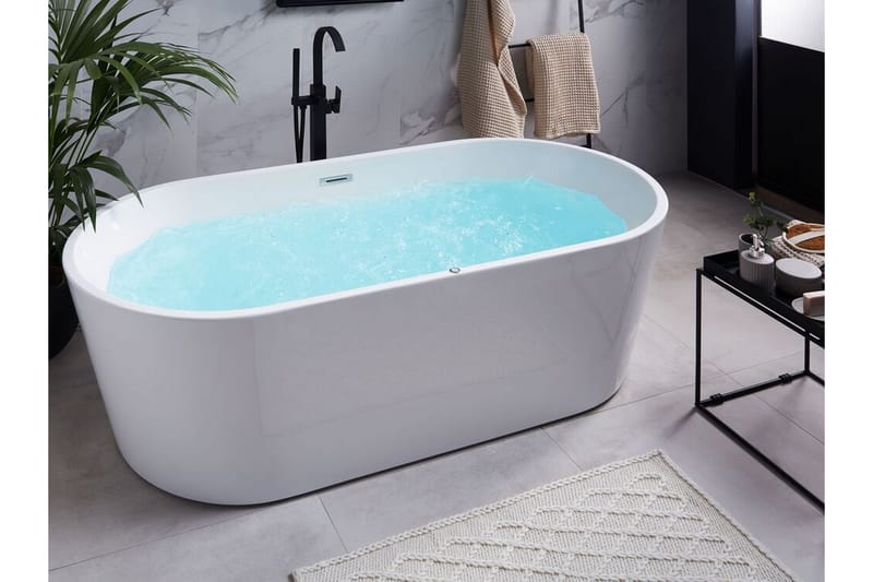 Badekar fritstående med LED 170 cm hvid HAVANA - Hvid - Hus & renovering - Køkken & bad - Badeværelse - Badekar - Boblebadekar & massagebadekar