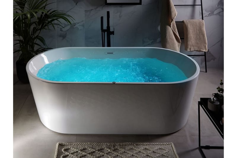 Badekar fritstående med LED 170 cm hvid HAVANA - Hvid - Hus & renovering - Køkken & bad - Badeværelse - Badekar - Boblebadekar & massagebadekar