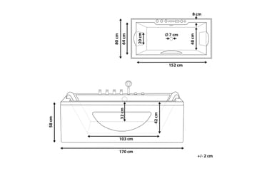 Badekar med LED 170 x 80 cm Sort HAWES - Sort - Hus & renovering - Køkken & bad - Badeværelse - Badekar