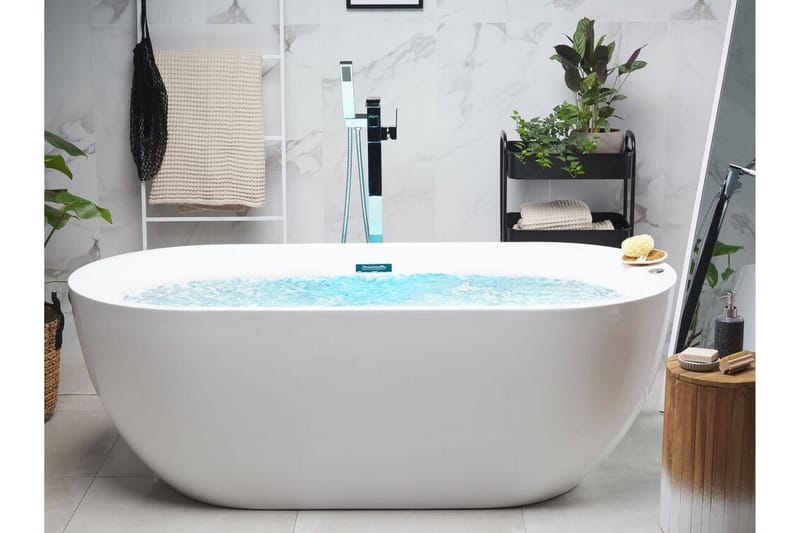 Boblebadekar fritstående med LED belysning NEVIS - Hvid - Hus & renovering - Køkken & bad - Badeværelse - Badekar - Boblebadekar & massagebadekar