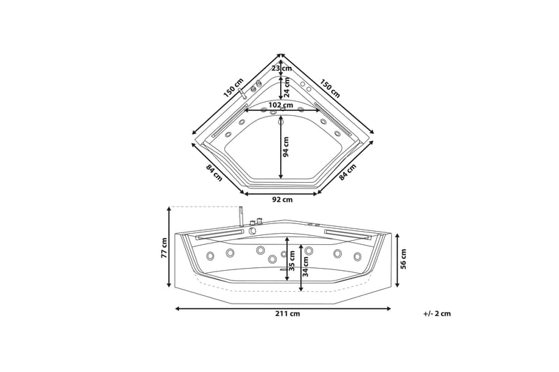 Caceres Hjørneboblebadekar - Hvid - Hus & renovering - Køkken & bad - Badeværelse - Badekar