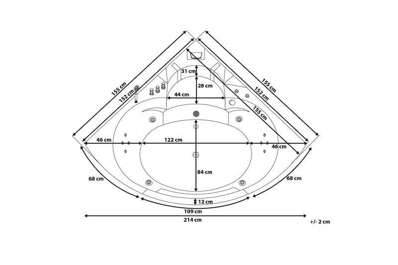 Martinica Spabad 214 cm - Hvid - Hus & renovering - Køkken & bad - Badeværelse - Badekar