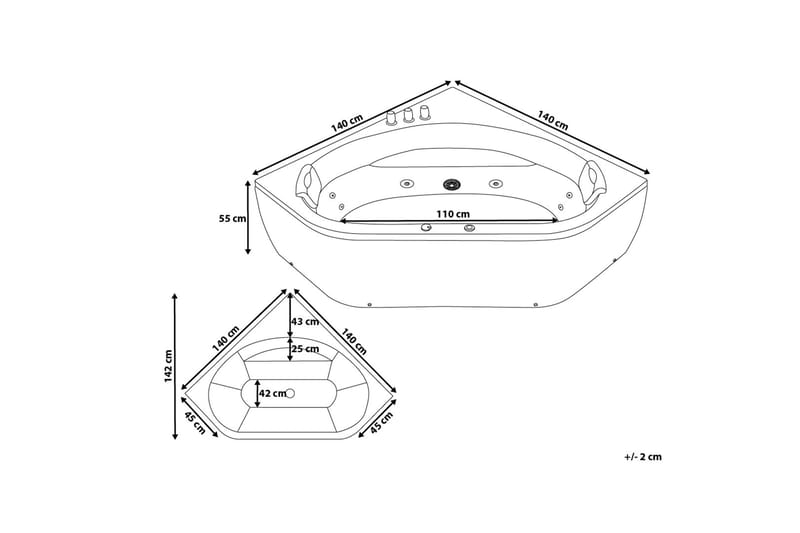 Meves Boblebadekar 140 cm - Hvid - Hus & renovering - Køkken & bad - Badeværelse - Badekar