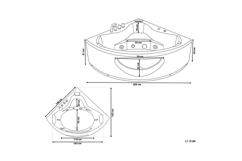 Titaguas Boblebadekar LED-belysning 146 cm - Hvid - Hus & renovering - Køkken & bad - Badeværelse - Badekar